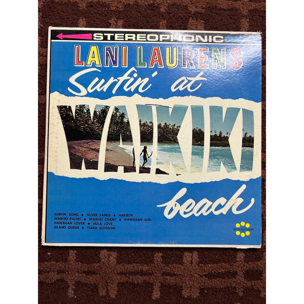 Lani Laurens Surfin at Waikiki Beach Stereophonic Vinyl Record Album Spinorama‎